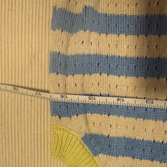 Striped Sleeveless Lightweight Sweater Vest - Blue and Yellow Small - Picture 4 of 8